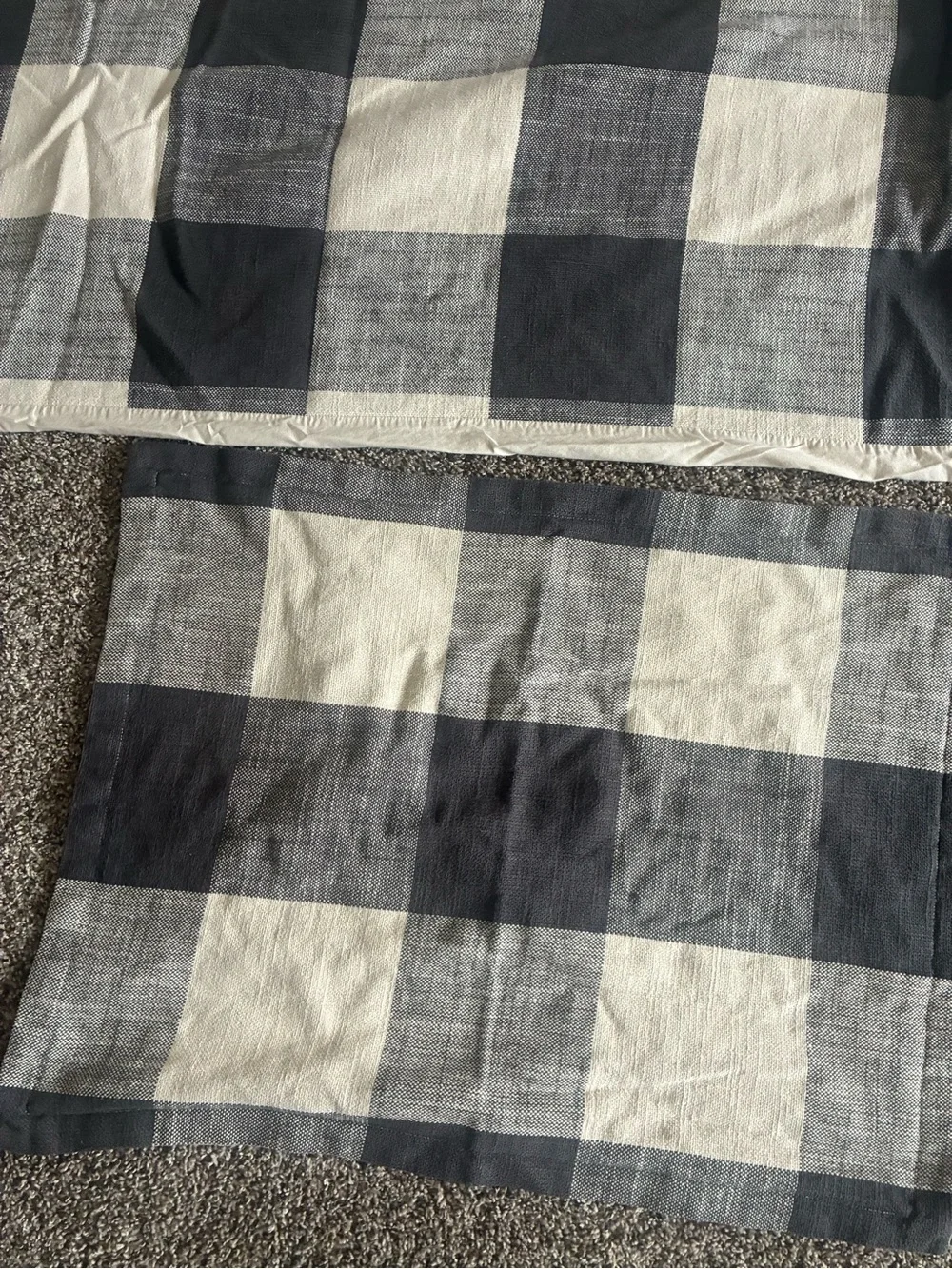 POTTERY BARN 3 Piece Queen Duvet Set Bryce Buffalo Check Black Gray Cream